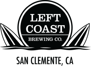 A black and white logo for left coast brewing company.
