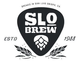 A green background with the word slo brew written in black.