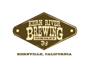 A brown and white logo of kern river brewing company.